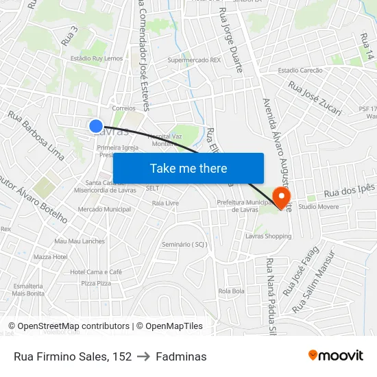 Rua Firmino Sales, 152 to Fadminas map