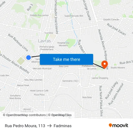 Rua Pedro Moura, 113 to Fadminas map