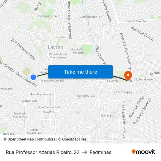 Rua Professor Azarias Ribeiro, 22 to Fadminas map
