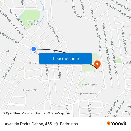 Avenida Padre Dehon, 455 to Fadminas map