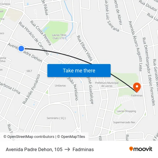 Avenida Padre Dehon, 105 to Fadminas map