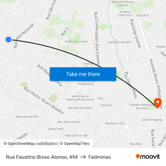 Rua Faustino Bisso Alonso, 494 to Fadminas map