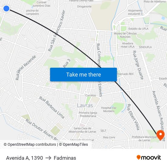 Avenida A, 1390 to Fadminas map