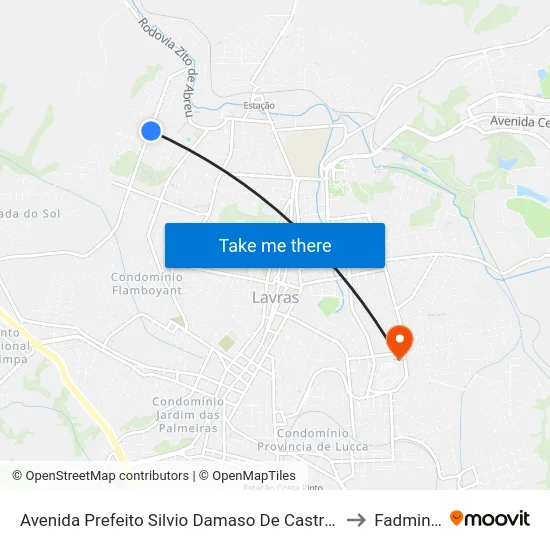 Avenida Prefeito Silvio Damaso De Castro, 985 to Fadminas map