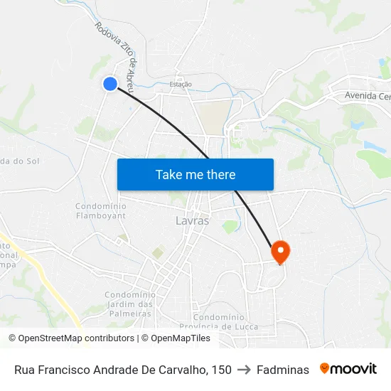 Rua Francisco Andrade De Carvalho, 150 to Fadminas map