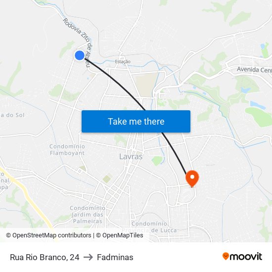 Rua Rio Branco, 24 to Fadminas map