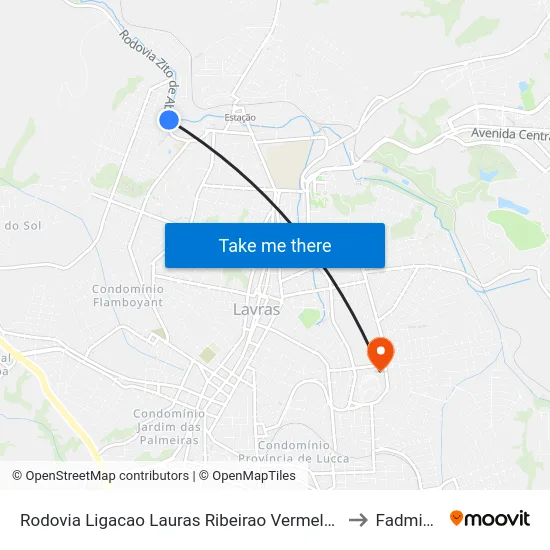 Rodovia Ligacao Lauras Ribeirao Vermelho, 265 to Fadminas map