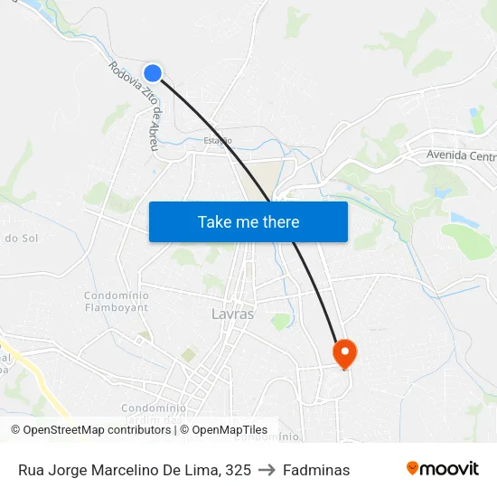 Rua Jorge Marcelino De Lima, 325 to Fadminas map