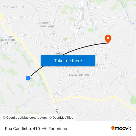 Rua Candinho, 410 to Fadminas map