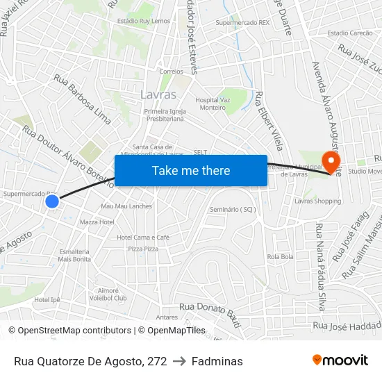 Rua Quatorze De Agosto, 272 to Fadminas map