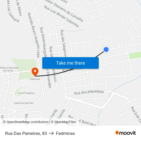 Rua Das Paineiras, 83 to Fadminas map