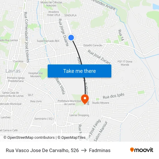 Rua Vasco Jose De Carvalho, 526 to Fadminas map