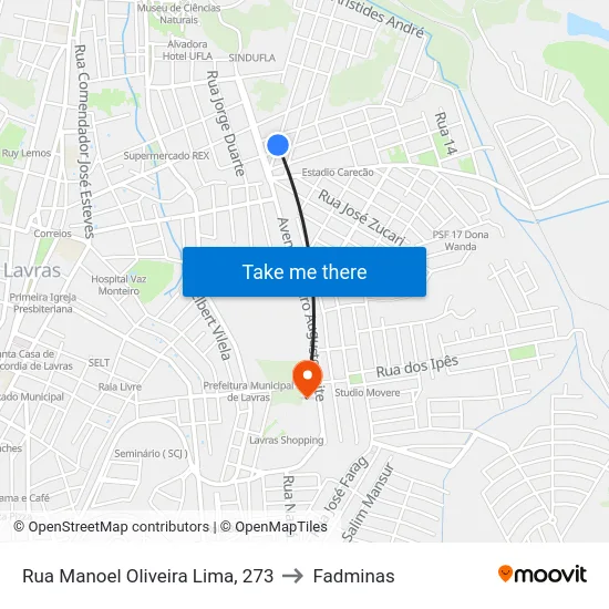 Rua Manoel Oliveira Lima, 273 to Fadminas map