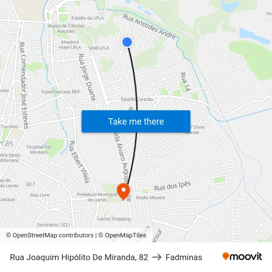 Rua Joaquim Hipólito De Miranda, 82 to Fadminas map