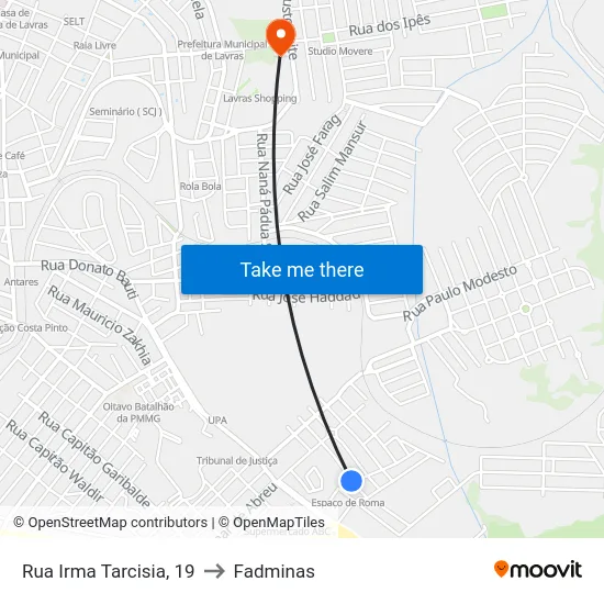 Rua Irma Tarcisia, 19 to Fadminas map