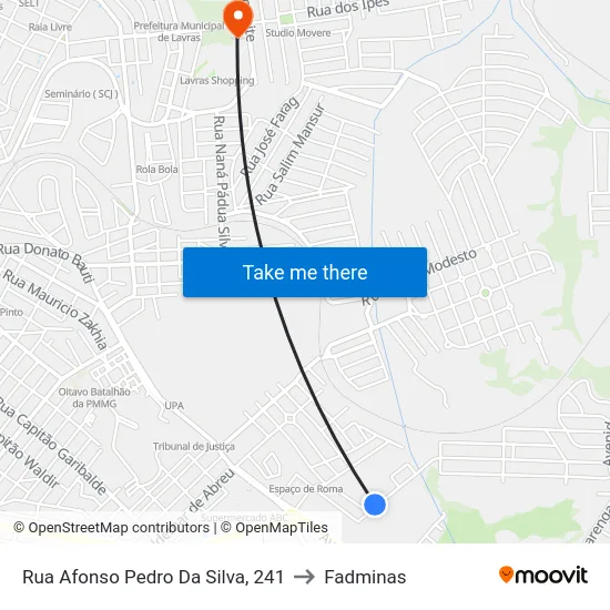 Rua Afonso Pedro Da Silva, 241 to Fadminas map