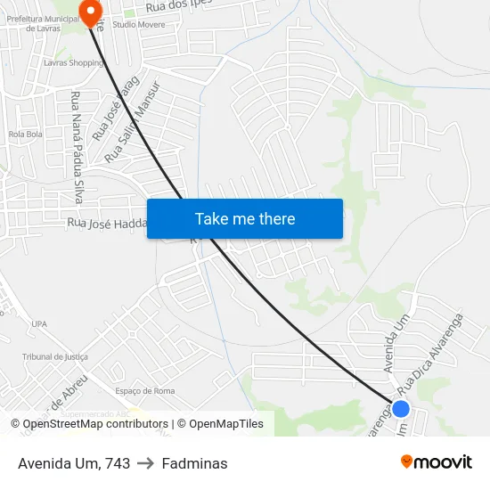 Avenida Um, 743 to Fadminas map