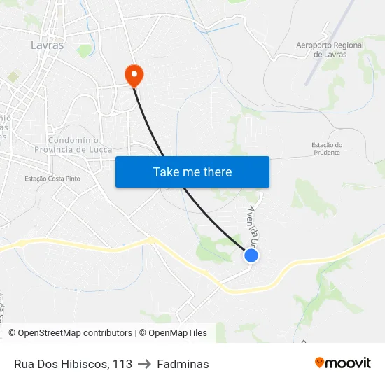 Rua Dos Hibiscos, 113 to Fadminas map