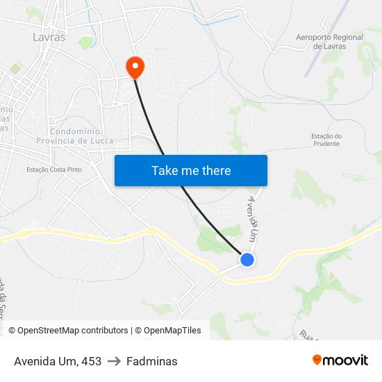 Avenida Um, 453 to Fadminas map