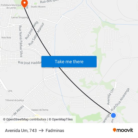 Avenida Um, 743 to Fadminas map