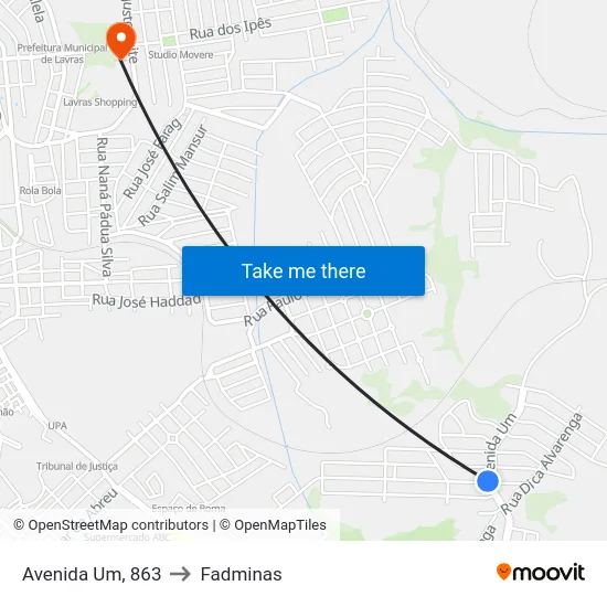 Avenida Um, 863 to Fadminas map