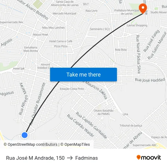 Rua José M Andrade, 150 to Fadminas map