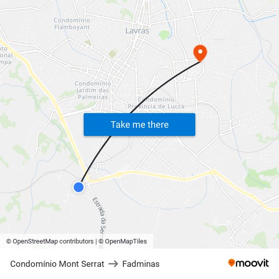 Condomínio Mont Serrat to Fadminas map