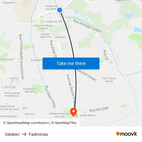 Inbatec to Fadminas map