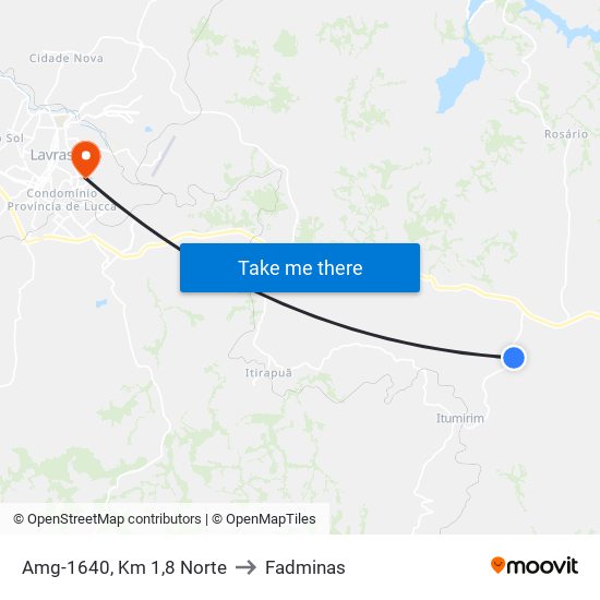 Amg-1640, Km 1,8 Norte to Fadminas map