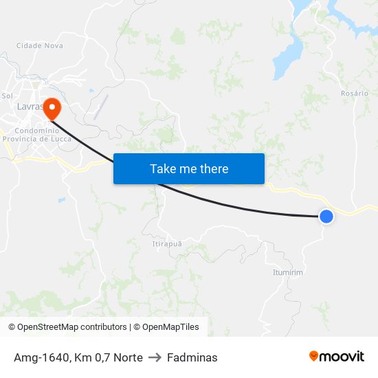 Amg-1640, Km 0,7 Norte to Fadminas map