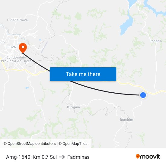 Amg-1640, Km 0,7 Sul to Fadminas map