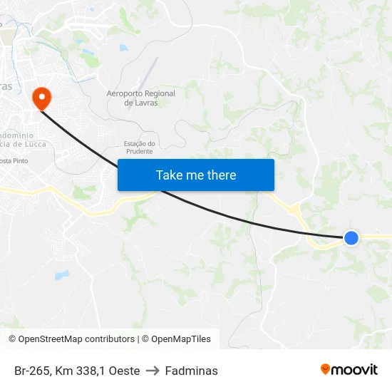Br-265, Km 338,1 Oeste to Fadminas map