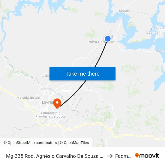 Mg-335 Rod. Agnésio Carvalho De Souza Km 77,6 Norte to Fadminas map