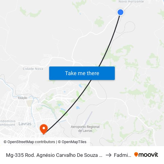 Mg-335 Rod. Agnésio Carvalho De Souza Km 79,6 Sul to Fadminas map