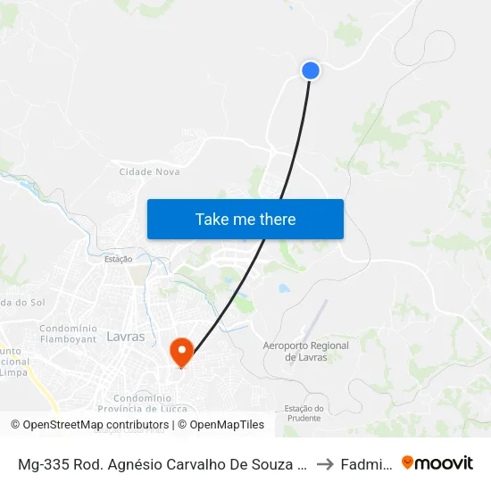 Mg-335 Rod. Agnésio Carvalho De Souza Km 82,2 Sul to Fadminas map