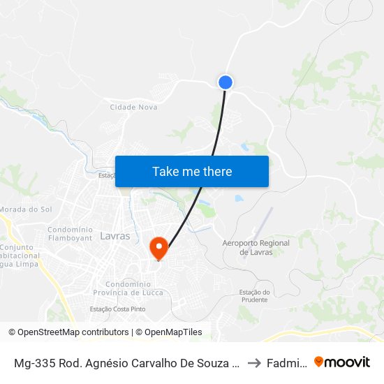 Mg-335 Rod. Agnésio Carvalho De Souza Km 84,0 Sul to Fadminas map