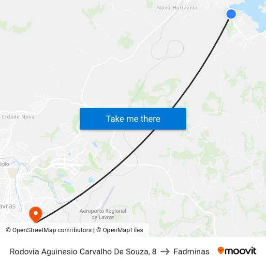 Rodovia Aguinesio Carvalho De Souza, 8 to Fadminas map