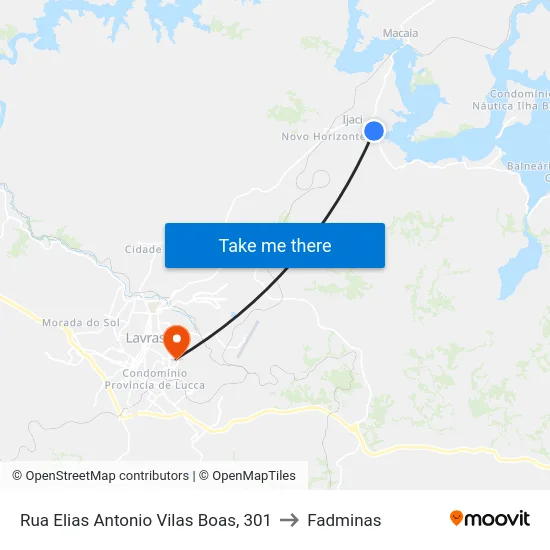 Rua Elias Antonio Vilas Boas, 301 to Fadminas map