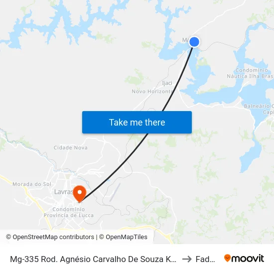 Mg-335 Rod. Agnésio Carvalho De Souza Km 73,1 Sul | Entr. Macaia to Fadminas map