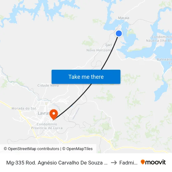 Mg-335 Rod. Agnésio Carvalho De Souza Km 75,1 Sul to Fadminas map