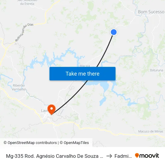 Mg-335 Rod. Agnésio Carvalho De Souza Km 61,4 Sul to Fadminas map