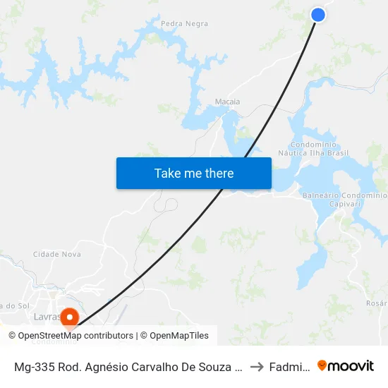 Mg-335 Rod. Agnésio Carvalho De Souza Km 66,1 Sul to Fadminas map