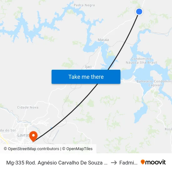 Mg-335 Rod. Agnésio Carvalho De Souza Km 67,4 Sul to Fadminas map