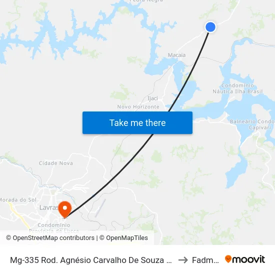 Mg-335 Rod. Agnésio Carvalho De Souza Km 69,6 Norte to Fadminas map