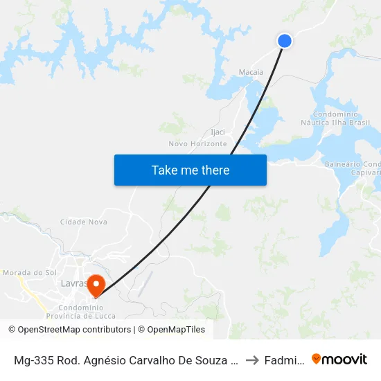 Mg-335 Rod. Agnésio Carvalho De Souza Km 70,4 Sul to Fadminas map
