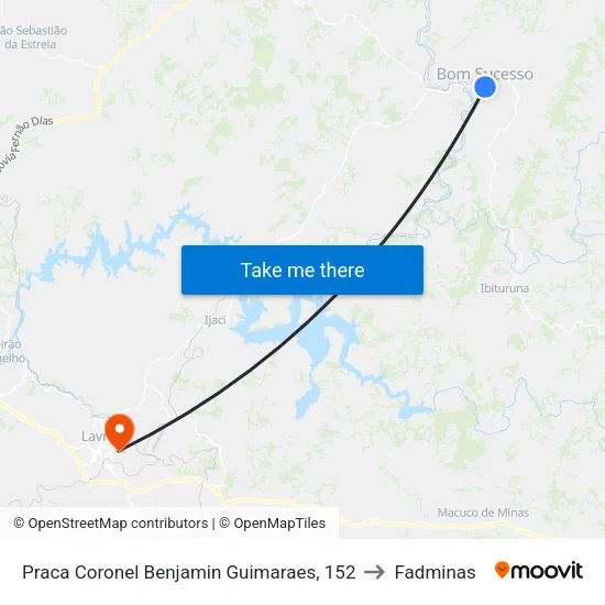 Praca Coronel Benjamin Guimaraes, 152 to Fadminas map