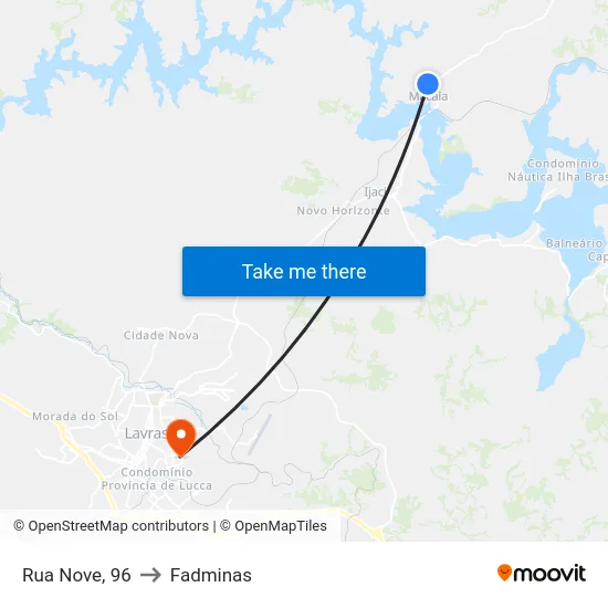 Rua Nove, 96 to Fadminas map