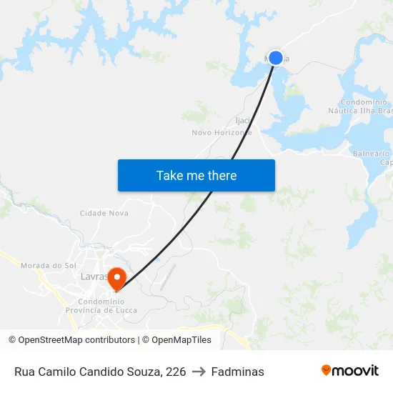 Rua Camilo Candido Souza, 226 to Fadminas map