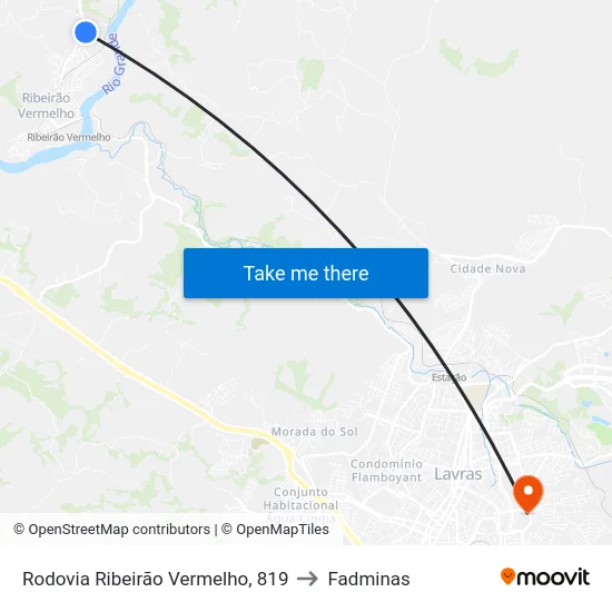 Rodovia Ribeirão Vermelho, 819 to Fadminas map