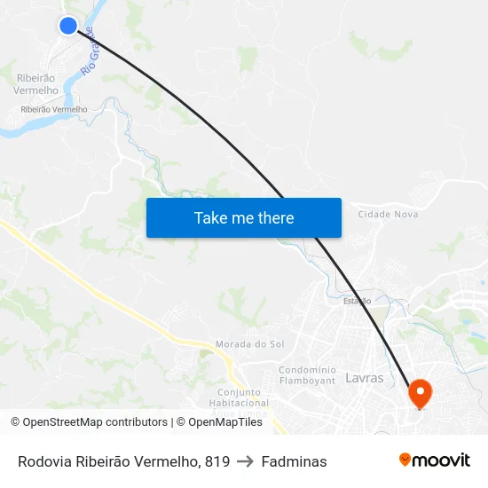 Rodovia Ribeirão Vermelho, 819 to Fadminas map